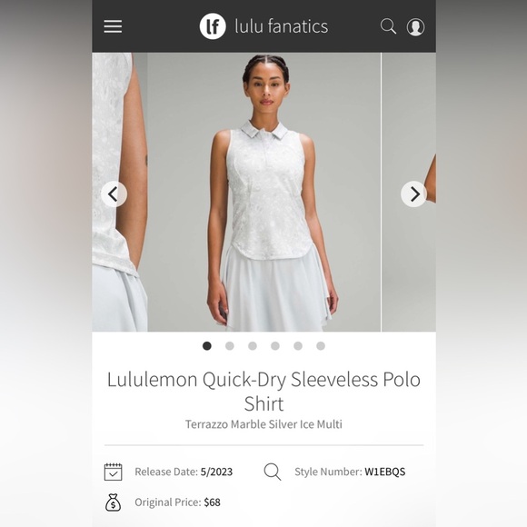 Lululemon Women’s Grey and White Sleeveless Polo Shirt Size 6 - Picture 1 of 5